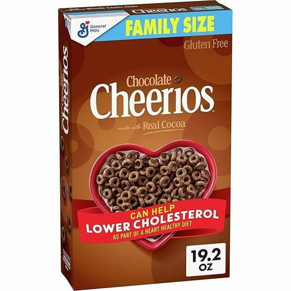 Chocolate Cheerios, Heart Healthy Gluten Free Breakfast Cereal, Made with Whole Grain Oats, Family Size, 19.2 oz