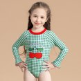thumbnail image 4 of Hiijoy Toddler Girls One-Piece Swimsuit Plaid Cherry Print Long Sleeve Swimwear, Sizes 4-9, 4 of 6