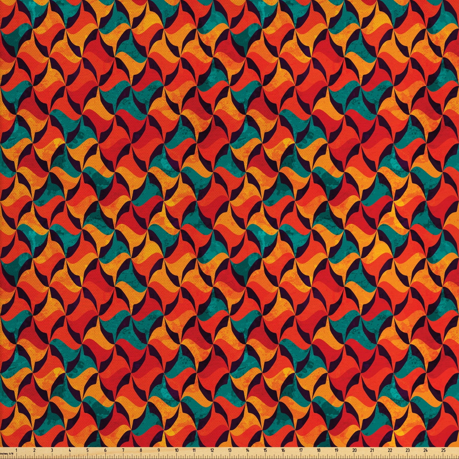 Geometric Fabric by The Yard, Abstract Funky Waves Contemporary Style