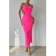 thumbnail image 3 of Vestido PRETTYGARDEN Maxi Tubo Sin Tirantes Rojo Rosa M, 3 of 6
