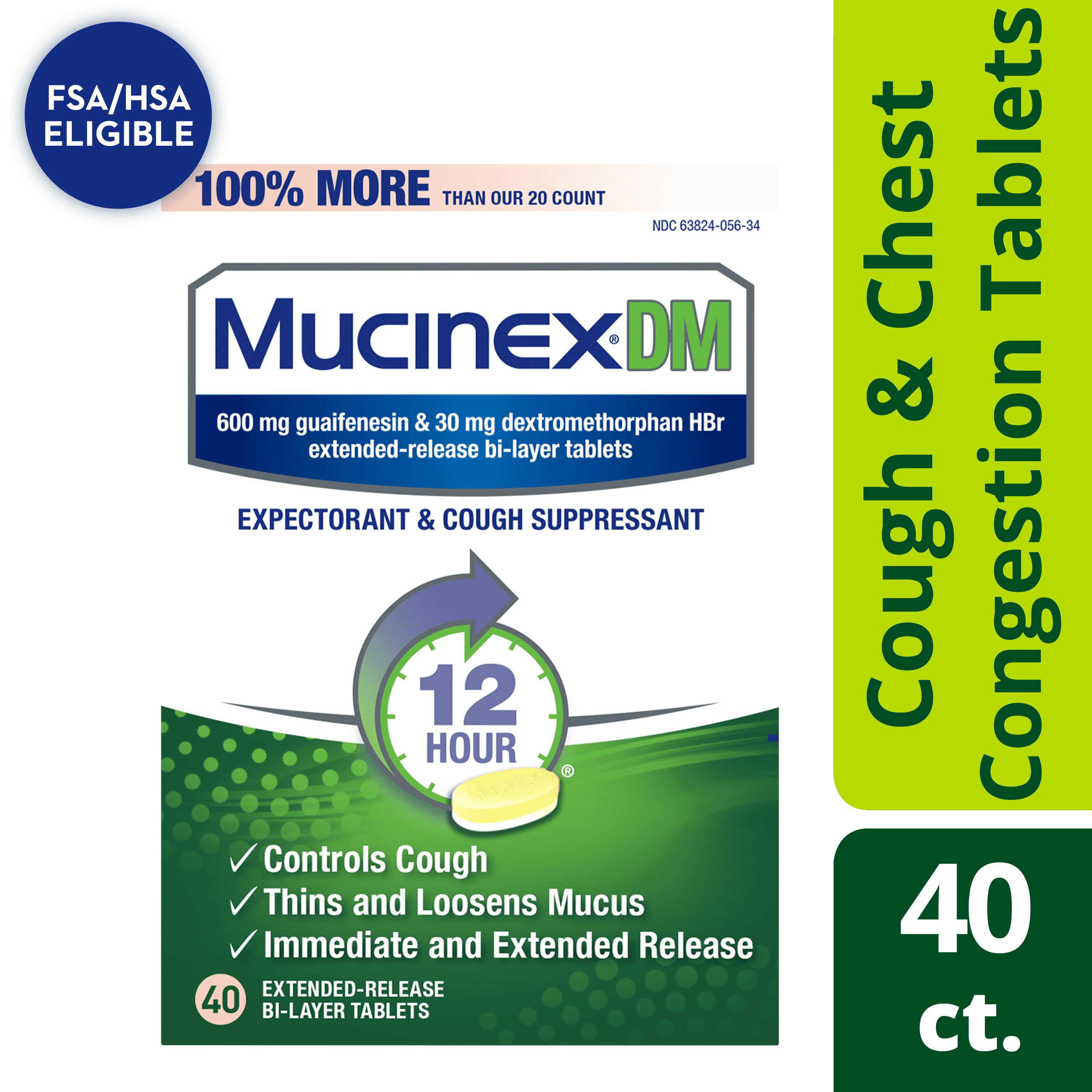 Mucinex DM 12 Hour Cough And Chest Congestion Medicine Expectorant And 