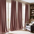 thumbnail image 2 of NICETOWN Blackout Velvet Curtains for Bedroom, Energy Saving Heat Blocking Drapes for Living Room, Elegant Thick Velvet Window Panels for Privacy Protection, Dusty Rose Pink, W52 x L84, Set of 2, 2 of 7