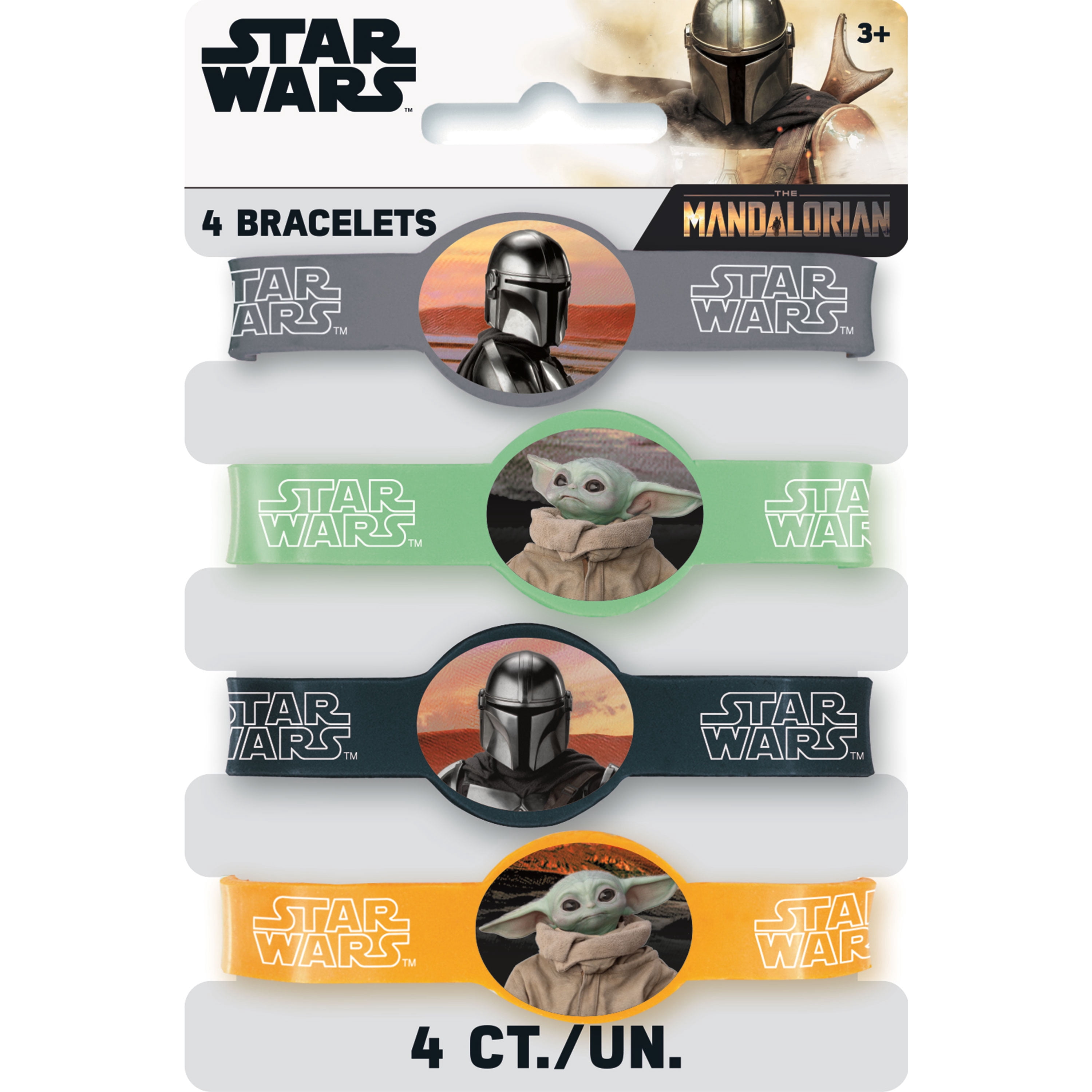 (4 pack) Rubber Star Wars The Mandalorian The Child Baby Yoda Bracelet Party Favors, 4ct