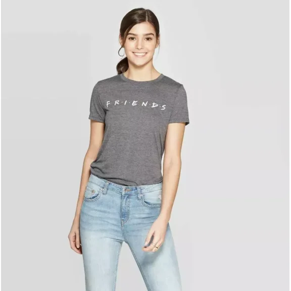 Women's Friends Table Short Sleeve Graphic T-Shirt (Juniors') (Gray, X-Small, XS)