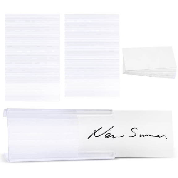 Wire Shelf Label Holders, 30 Pack Plastic Wire Shelf Label Clips with Label Paper Removable Wire Rack Label Holder