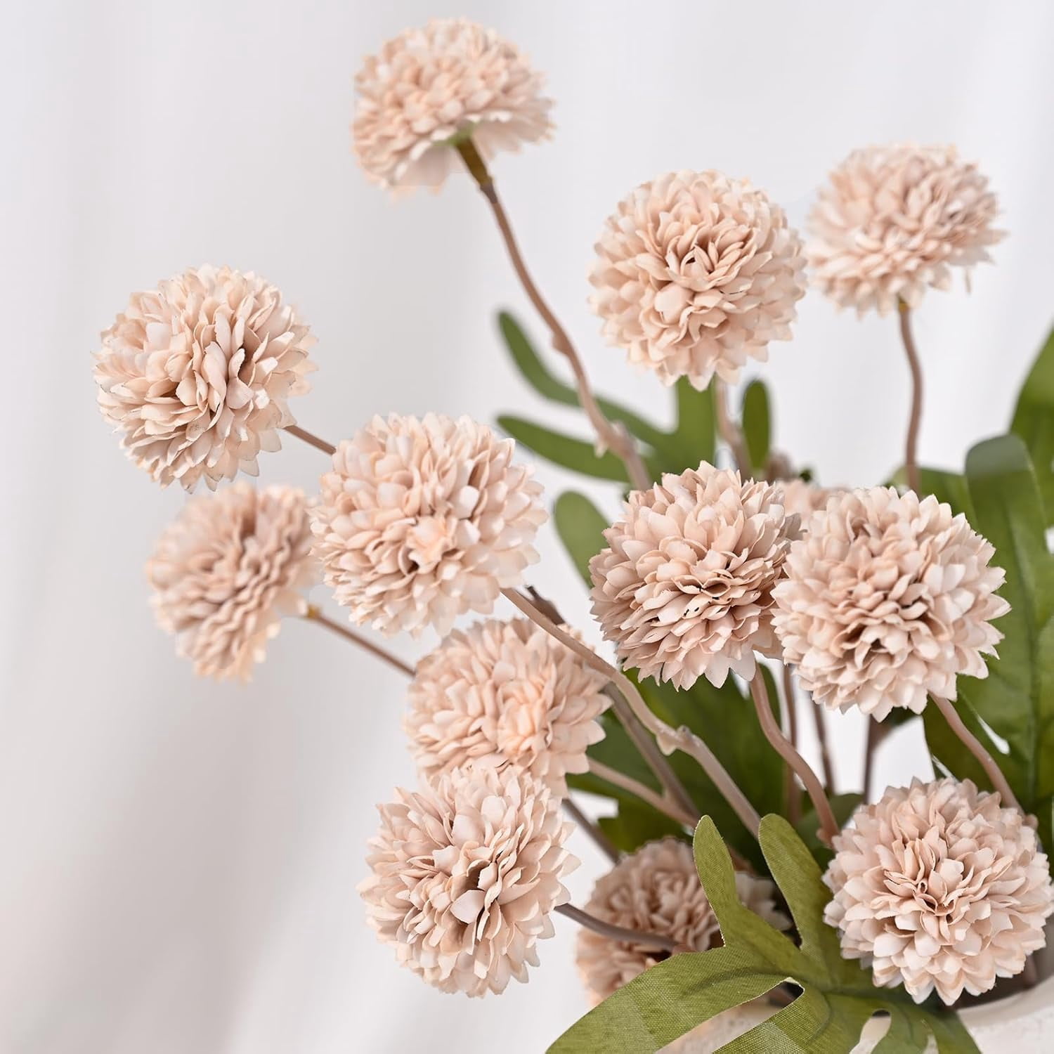 Waipfaru Fake Silk Pompon Mum Artificial Flowers,10 Stem Faux Chrysanthemums,Realistic Floral Decorations for Wedding DIY Bouquet Centerpieces Shower Vase Home Decor