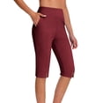 thumbnail image 2 of Hurxie High Waisted Leggings for Women Tummy Control Soft Yoga Pants Womens Gym Workout Running Leggings Wine,S, 2 of 7