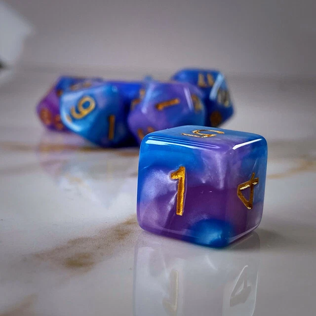 Sage'S Stones - Purp/Blue Acrylic Polyhedral Dice Set Rpg Dnd Dungeons Dragons