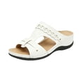 thumbnail image 3 of Domuza Orthopedic Sandals for Women 2026 Summer Peep Toe Strap Wedge Sandals Lightweight Casual comfort Hollow Out Slip On Walking Shoes White 5.5（EU-36）, 3 of 6