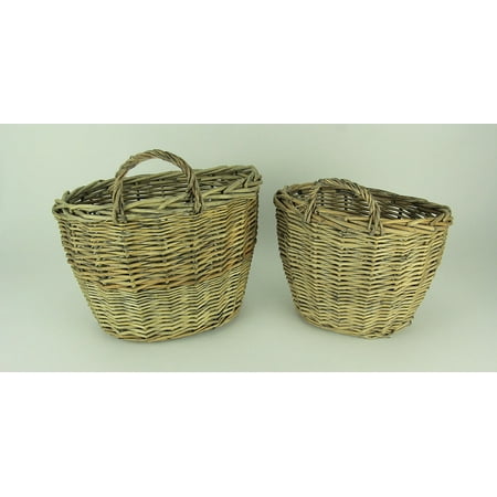 Set Of 2 Nesting Woven Willow Fat Pocket Wall Mounted Wicker Set Of 2 Nesting Woven Willow Fat Pocket Wall Mounted Wicker