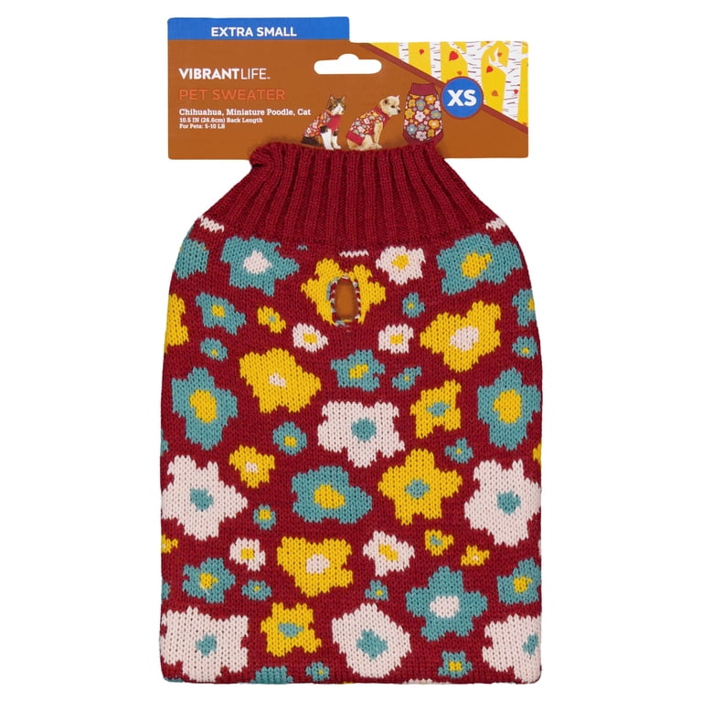 Vibrant Life Fall Flowers Sweater for Dogs & Cats, XS photo 6