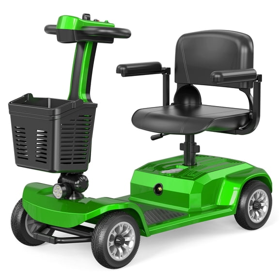 BoVellt Green 4-Wheel Electric Mobility Scooter for Seniors Adults Foldable Carbon Steel Frame Dual Mode Adjustable 12Ah