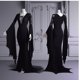 thumbnail image 2 of Vestido largo gótico de vampiro medieval con cordones negros para mujer, tallas S a 5XL, disfraz de bruja y fantasma sexy para Halloween, Morticia Addam, 2 of 5