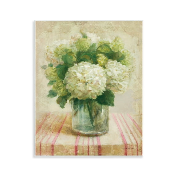 Stupell Industries Cottage Hydrangeas in White Plants & Flowers Painting Unframed Art Print Wall Art, 11 x 14