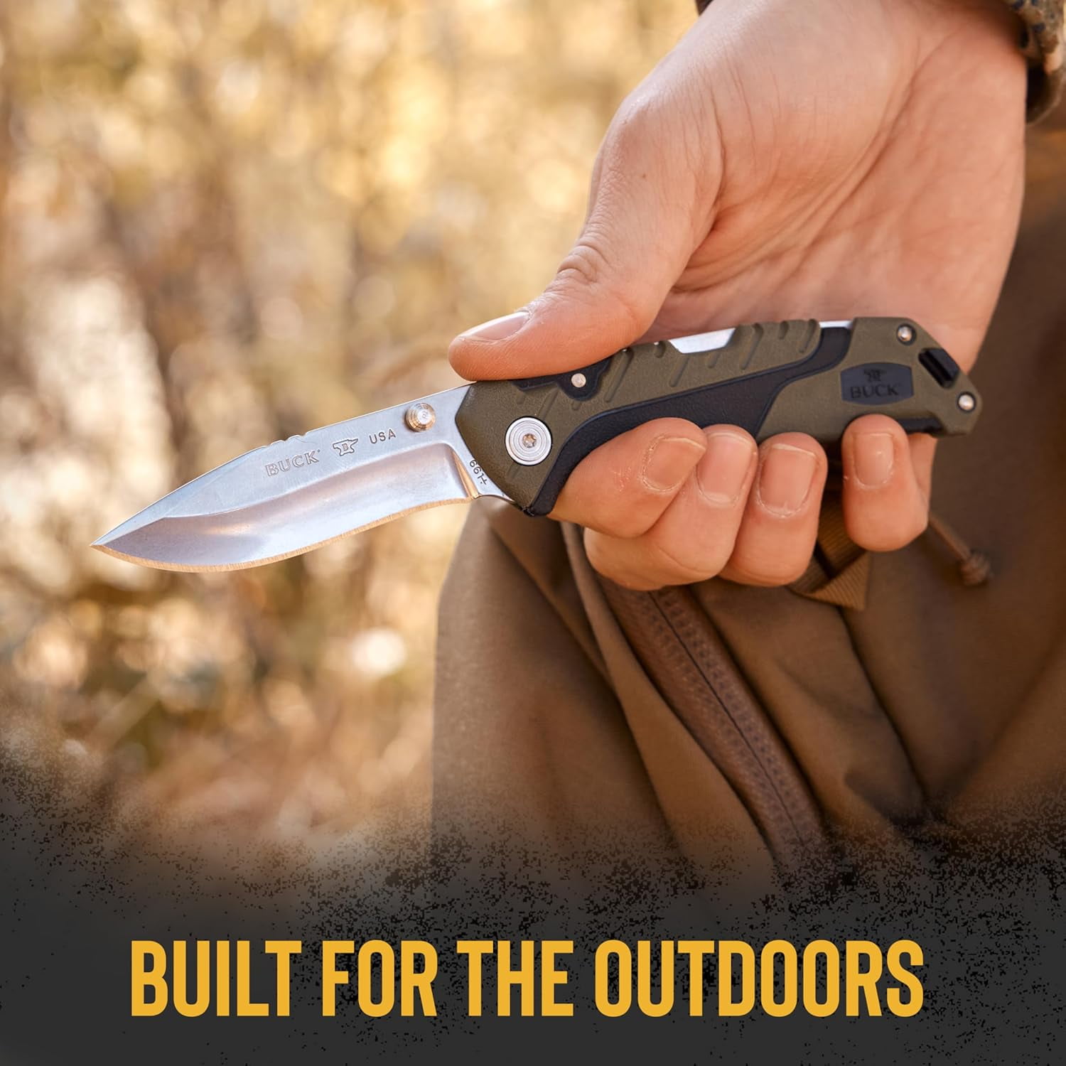 Buck Knives 661 Small Folding Pursuit Hunting Knife, 3" Blade, Nylon Handle, Green, 2.5 oz