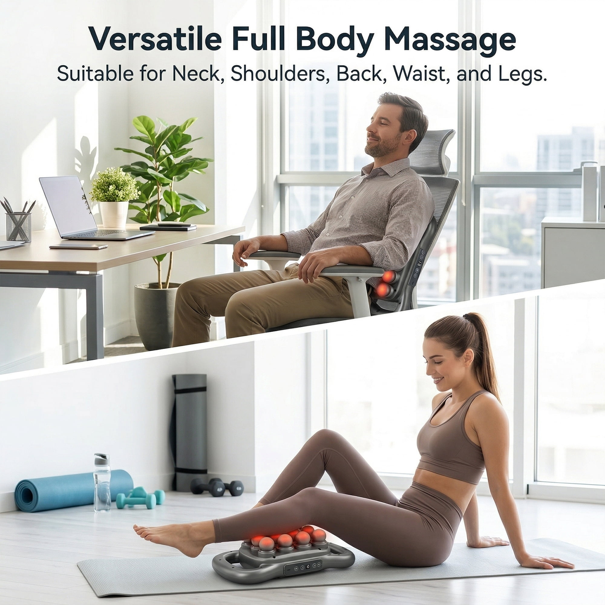 Massage Gun Deep Tissue, 16 Head Percussion Muscle Massager for Back, Neck and Shoulders, Handheld Back Massager for Pain Relief Deep Tissue with 3 Modes & 30 Speeds