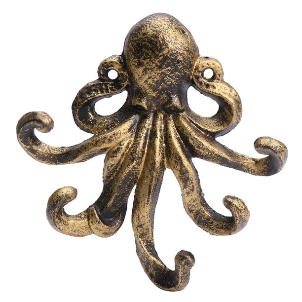 EeaseMX Gancho de almacenamiento con forma de pulpo, gancho para llaves, gancho de pared para colgar en el dormitorio (dorado)