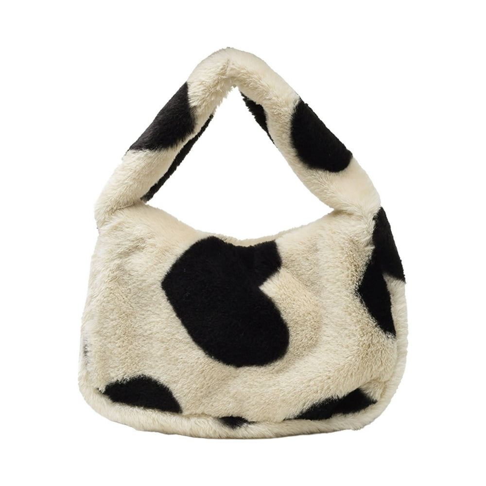 PENGXIANG Fluffy Women Handbag Kawaii Purse Bag w/Pull Through