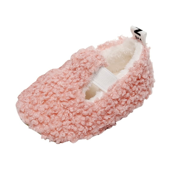 MHZLDYZ Girls Shoes Infant Baby Boys Girls Casual Single Shoes Plush Cotton First Walkers Shoes Ten Little Shoes Shoes for Toddler Girls Toddler Slip On Shoes(Pink,One Size)