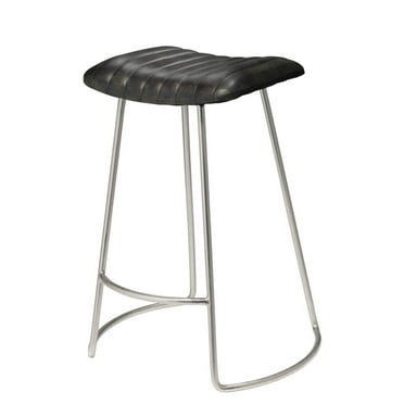 Alden Décor Logan Leather Counter Stool, Grey