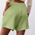 thumbnail image 4 of SGMVNU Women's Drawstring Shorts Elatic High Waist Loose Fit Casual Wide Leg Shorts Lightweight Summer Beach Linen Shorts with Pockets, Size M, Green, 4 of 7