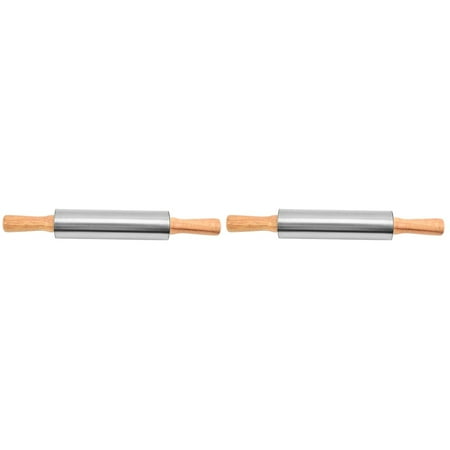 

BESTONZON 2pcs Baking Rolling Pin Stainless Steel Dough Roller Pin Handles Baking Tool For Bread Pastry Pizza