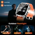 thumbnail image 6 of 2.01-inch Military Smartwatch for Men with Fitness Tracker, Answer/Call/100+ Sport Modes, IP68 Waterproof, Hiking Travel Pedometer Watch compatible with Android Iphone Devices (Orange), 6 of 9