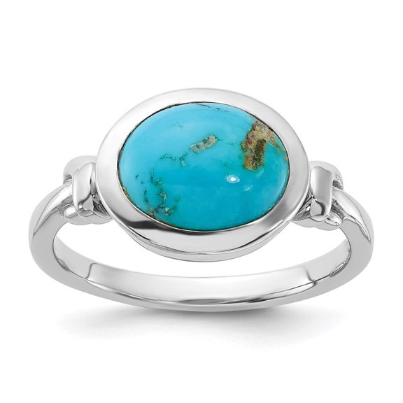 Auriga Fine Jewelry 925 Sterling Silver Rhodium-plated Turquoise Ring for Women Size 6