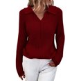 thumbnail image 5 of El Suéter De La Solapa De Las Mujeres Suéter Hecho Punto De Las Mujeres Del Color Sólido De La Manga Larga De La Moda Para La Oficina En Casa ANGGREK Ropa, 5 of 5