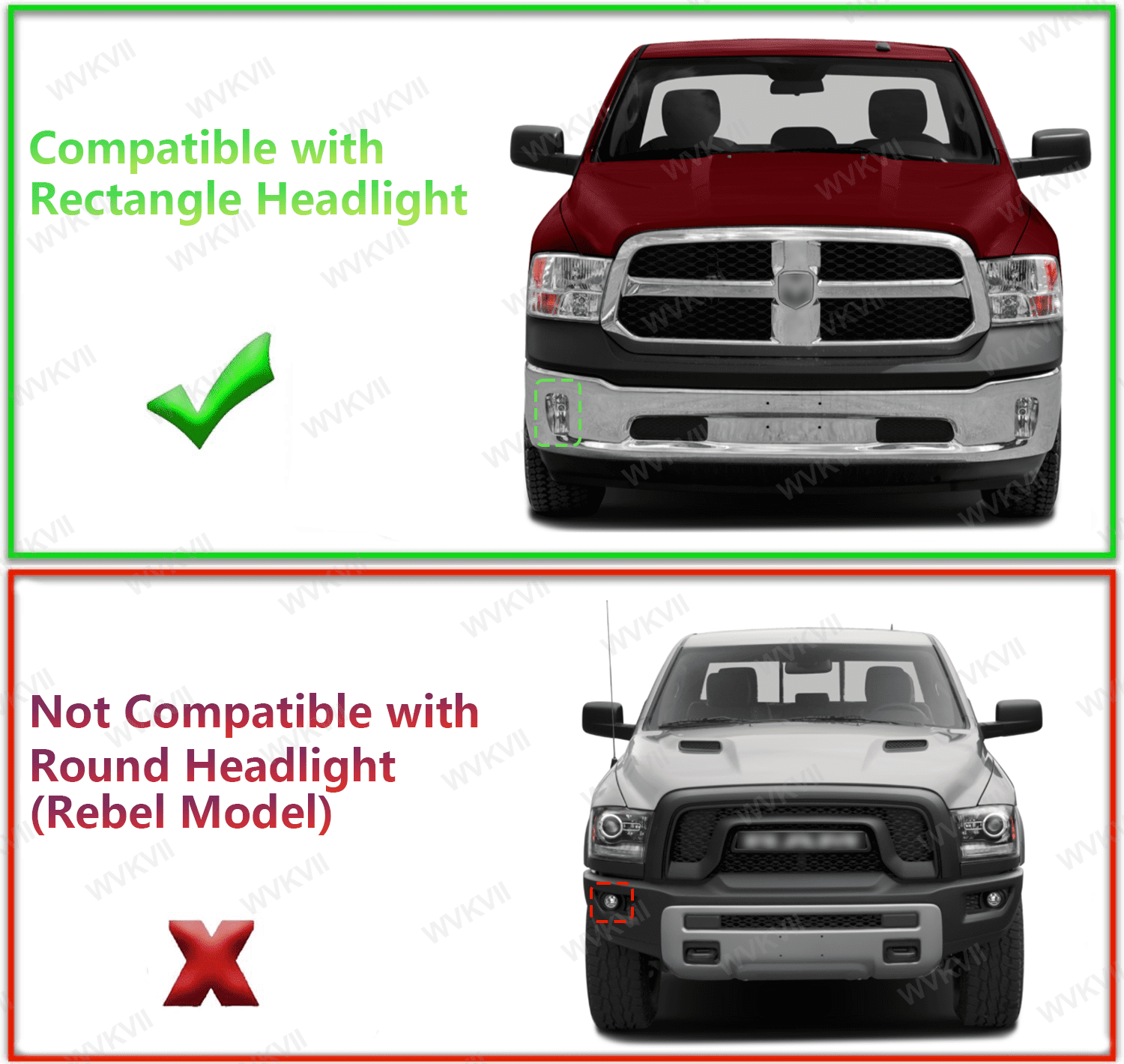 For 2013 2014 2015 2016 2017 2018 Dodge Ram 1500 Fog Lights Lamps LED  L+R Smoke Lens