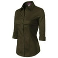 thumbnail image 3 of Made by Olivia Women's 3/4 Sleeve Stretchy Button Down Collar Office Formal Casual Blouse Shirts Top, 3 of 5