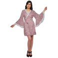 thumbnail image 2 of Moomaya Robe Courte Imprimée pour Mariée en Préparation, Manches Évasées, Peignoir, Portefeuille pour Femmes, 2 of 6