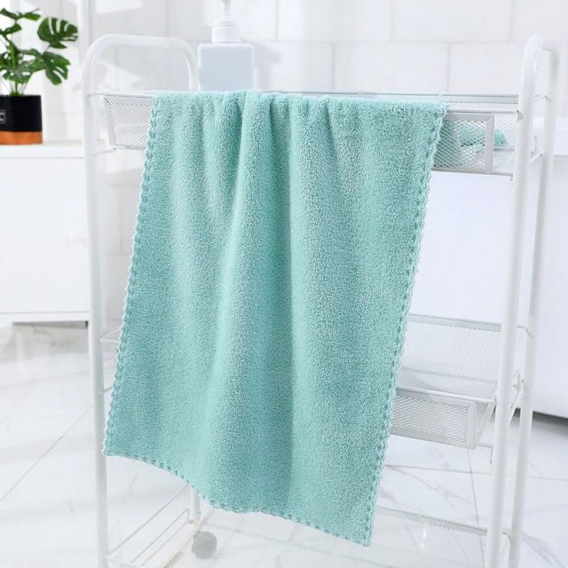 Corals Velvet Towel Solid Color Water Absorbent Face Towels for Spa Clean Bath Towel(Yellow)