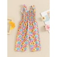 thumbnail image 4 of Argulvti Toddler Baby Girl Polyester Casual Jumpsuit Summer Floral Print Sleeveless Wide Leg Romper Pants, 4 of 7