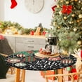 thumbnail image 2 of Christmas Round Fitted Tablecloth with Elastic Snowman Round Table Cover Waterproof Let It Snow Christmas Decor for Patio Holiday Kitchen Party Fits to 36"-40" Round Table (Black, 40" (Round)), 2 of 6