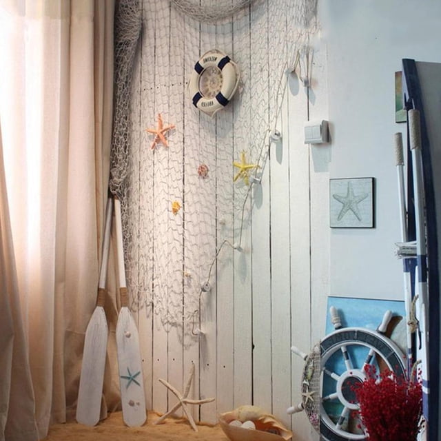 Mediterranean Style Fish Net with Shells Decoration Retro Photography Props Fish Net Wall Decor