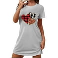 thumbnail image 4 of Blmnix Valentine Nightgown for Women Plus Size Nightgowns Nightshirts Sleep Shirt Short Sleeve Above-the-Knee Gray Crew Neck Lace Nightgown,XL, 4 of 5