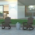 thumbnail image 3 of Emma + Oliver Adirondack Rocking Chair with Cup Holder, Weather Resistant HDPE Adirondack Rocking Chair in Gray, 3 of 11