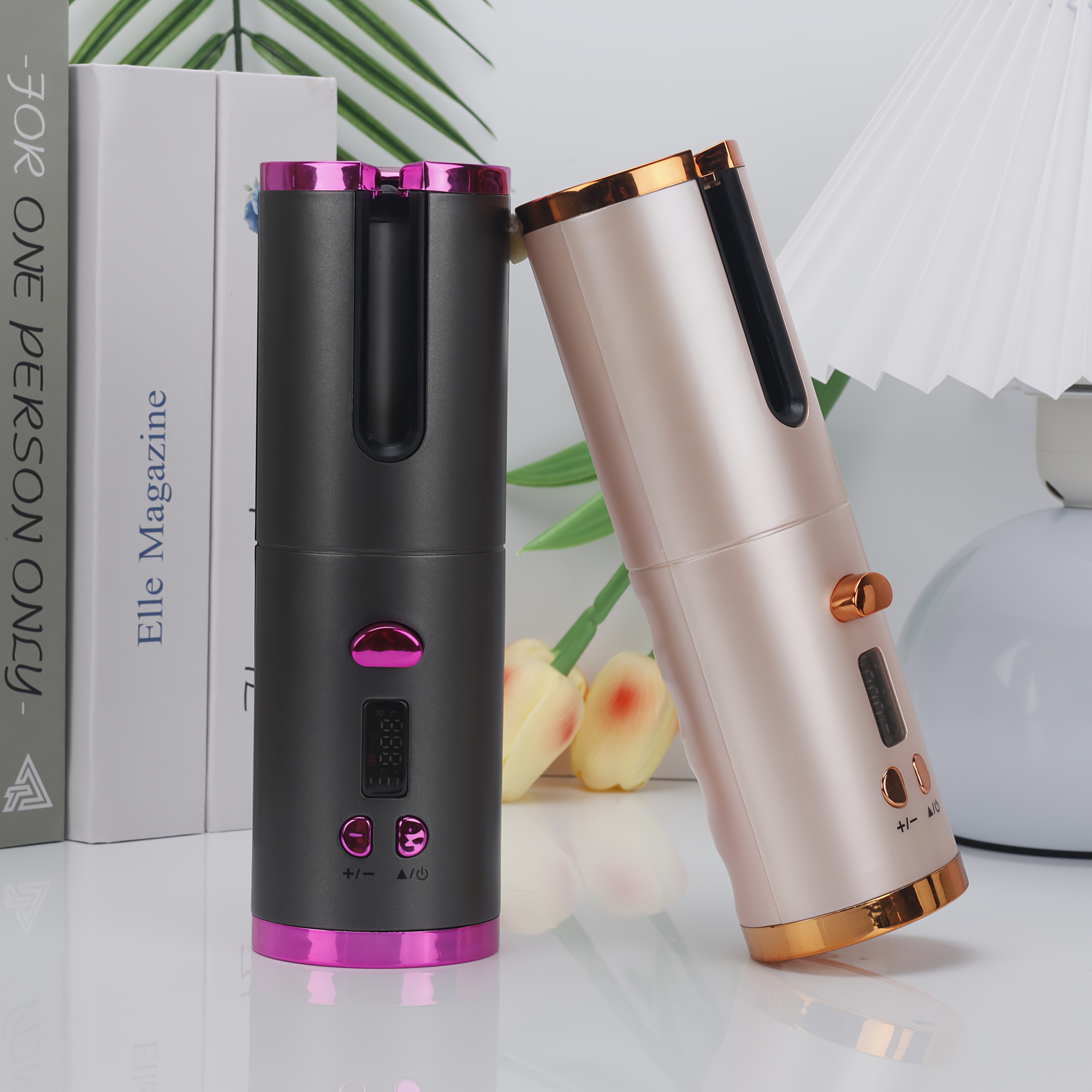 Portable Wireless Hair Curler - Auto Rotate, LCD Display, Long-Lasting Battery, USB Rechargeable, Ergonomic Design for Salon & Home Use, Sleek Metallic Finish, Highquality Build