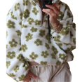 thumbnail image 1 of Sudadera de Mujer de Felpa Suave con Estampado Floral, de Cremallera, Estilo Suéter, Cómoda y Suave, Ideal para Otoño Verde S, 1 of 8