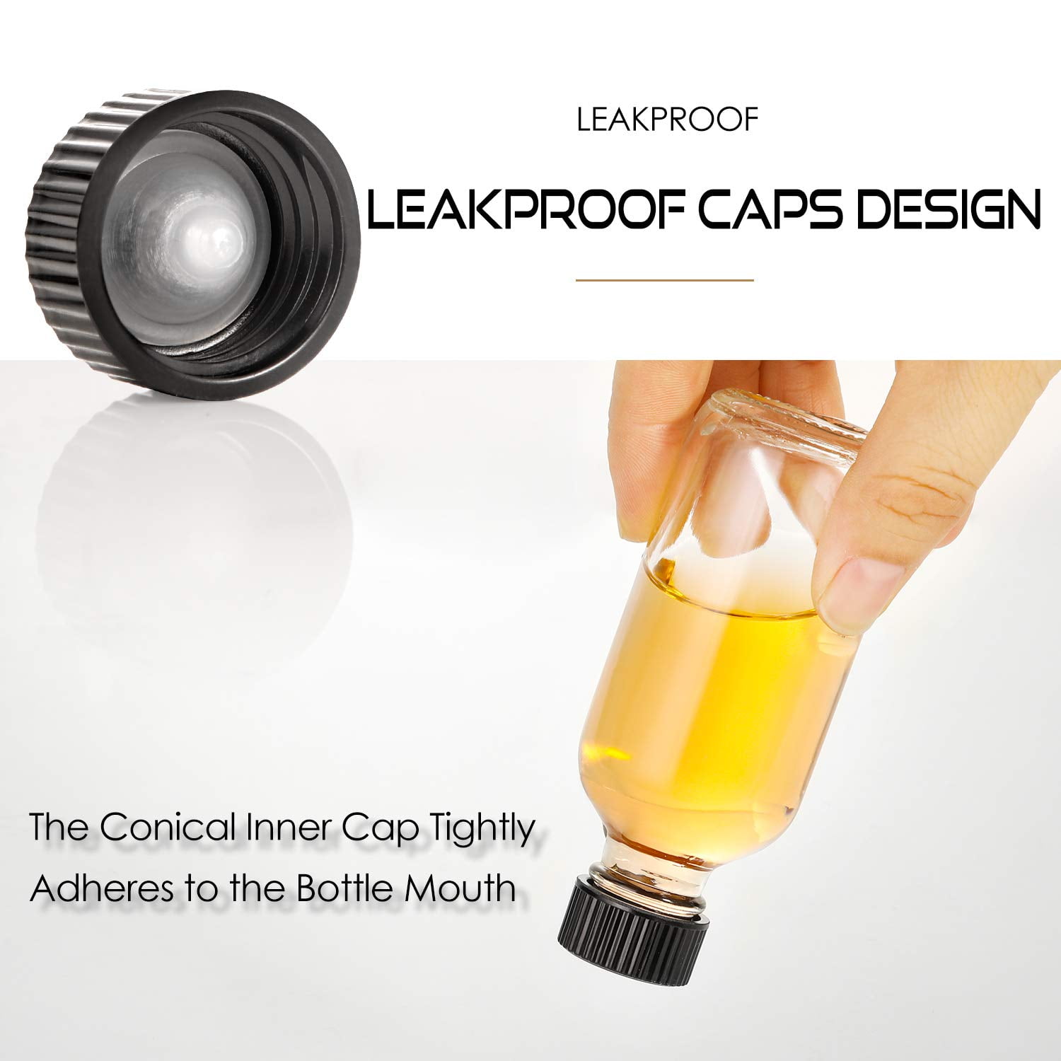 12, 2 oz Small Clear Glass Bottles (60ml) with Lids & 3 Stainless Steel Funnels Boston Round