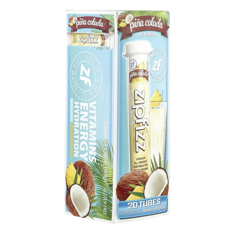 Zipfizz Energy Drink Mix, PiÃ±a Colada, 20 Count, B12