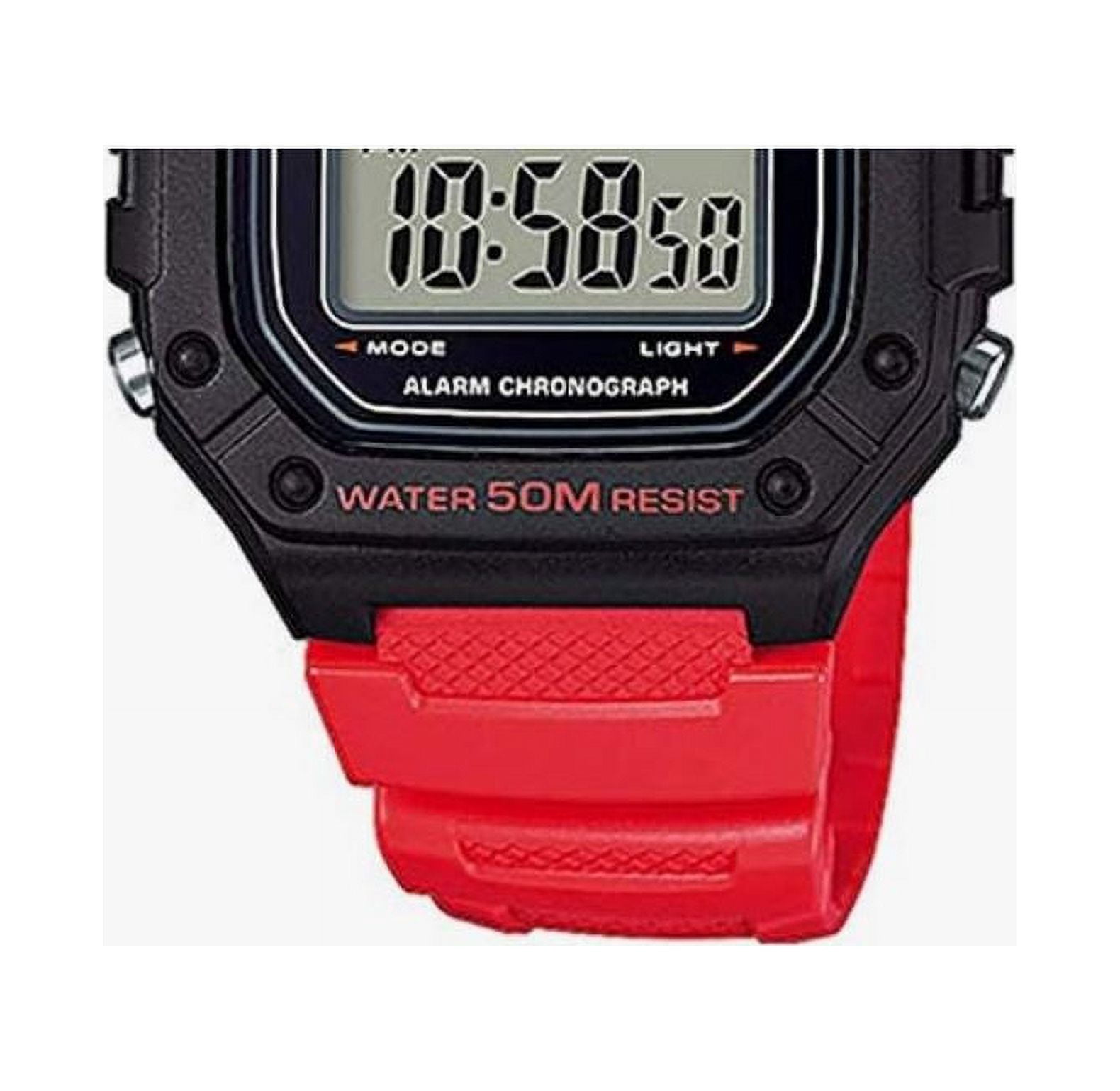Casio Men's Digital Quartz Red Resin Strap Watch W-218H-4BVEF