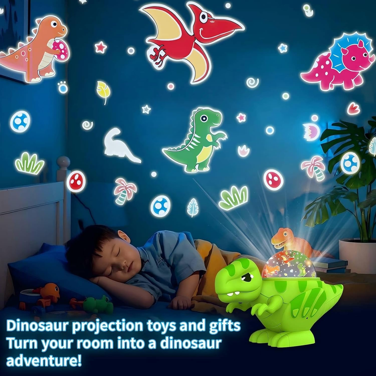 VIVIHEYDAY Dinosaur Night Light, Star Ceiling LED Projection Lamp, 16 Lighting Effects, 360°Rotation, Kids Baby Bedroom Party Home Decor