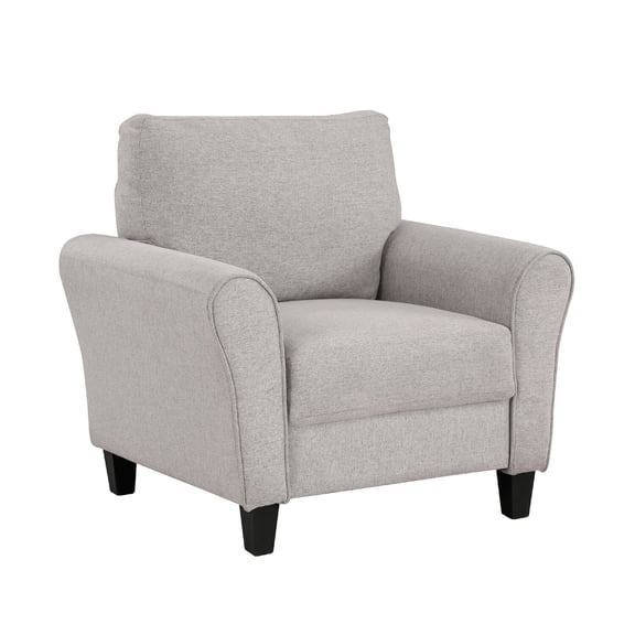 Leroi Accent Chair- 37 Inch- Gray Fabric and Round Flared Armrests