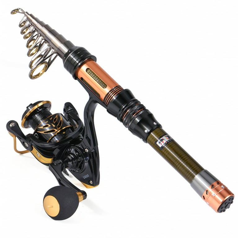Sougayilang Spinning Rod and Reel Fishing Combo Carbon Fiber Telescopic  Pole with Spinning Reel Fishing Set