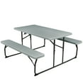 thumbnail image 1 of Gymax Folding Picnic Table & Bench Set for Camping BBQ w/ Steel Frame Grey, 1 of 10