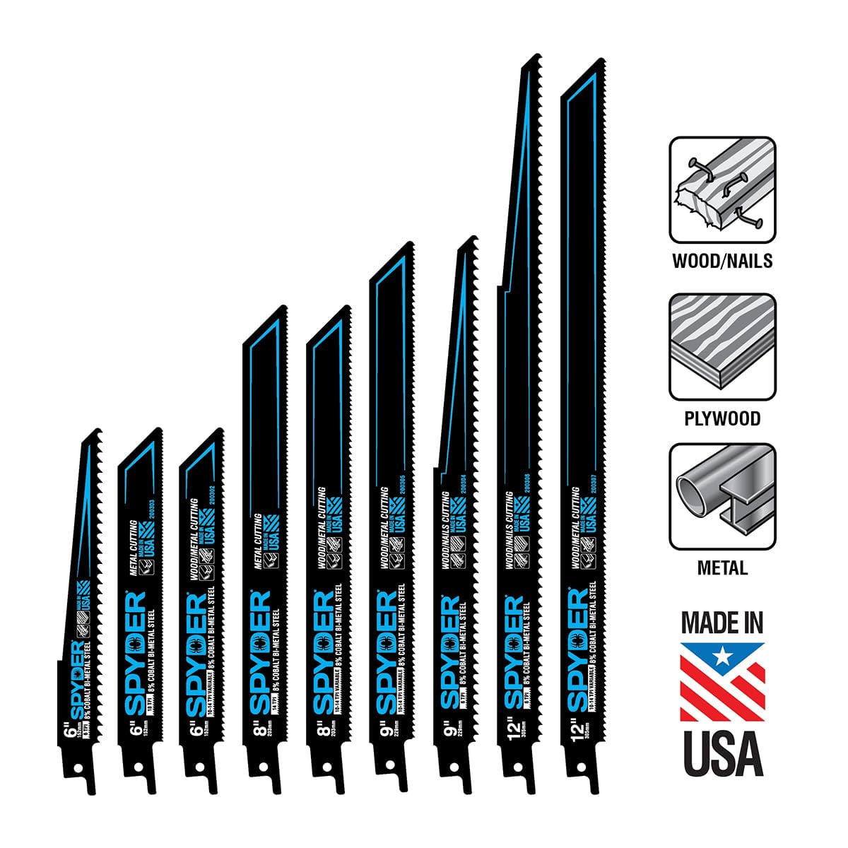 Spyder Black Series™ 9-Inch 10/14-TPI Metal Cutting Reciprocating Saw Blades (5-Pack) 200305