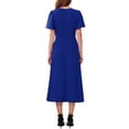 thumbnail image 3 of INSPIRE CHIC Women's Ruffle Dress Wedding Guest Crew Neck Short Sleeve Formal Cocktail Midi Dresses S Royal Blue, 3 of 6