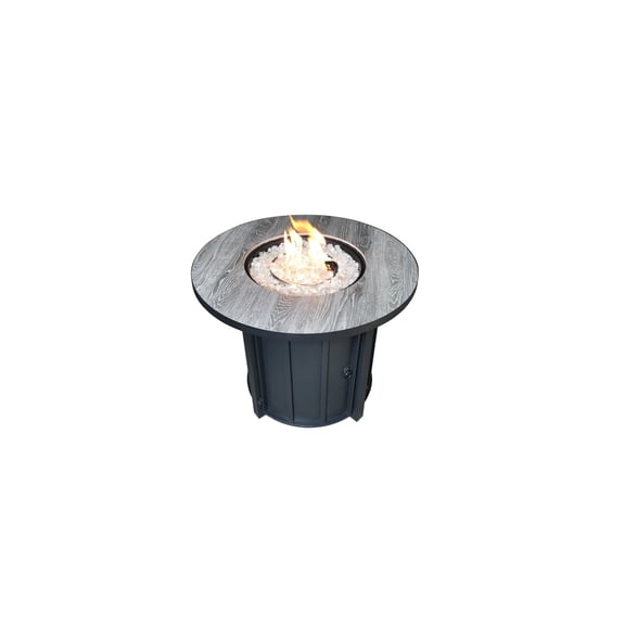 Fire Pit Table - 40,000 BTU Propane Outdoor Patio Heater - Rustic Black Finish - Fire Glass Included